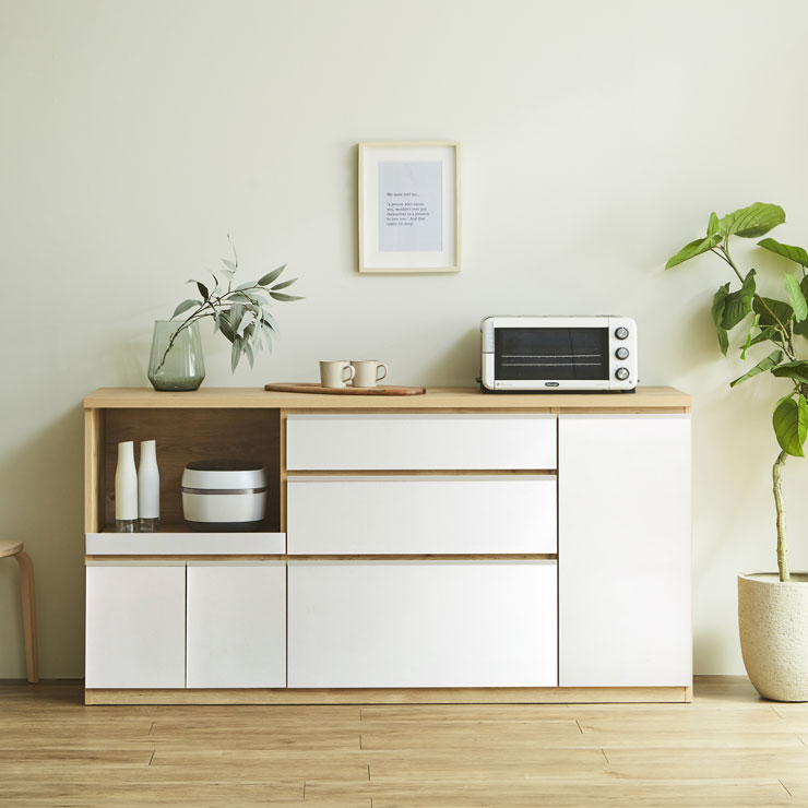 KAGUCOCO 食器棚 ロータイプ食器棚 キッチンカウンター 180 キッチン