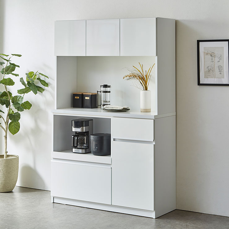 KAGUCOCO 食器棚 完成品 レンジ台 キッチンボード キッチン 引き出し