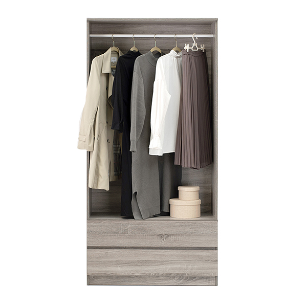 ハンガーラック 木製 幅89 ワードローブ 引出し付 おしゃれ スリム 棚