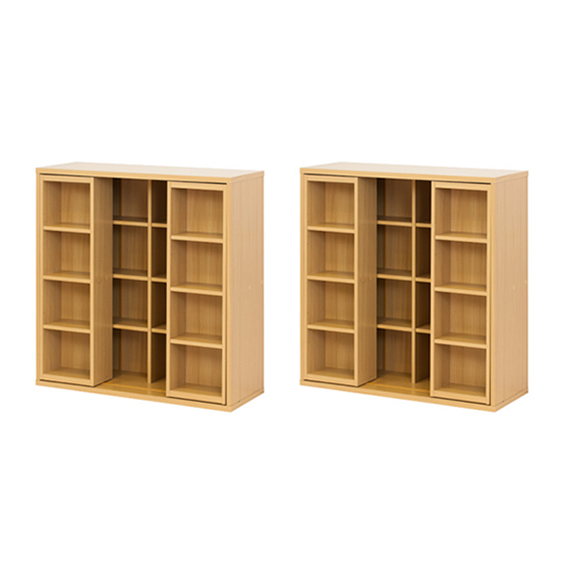 本棚 スライド本棚 全段B6 幅90 ダブルスライド 2台セット CDラック