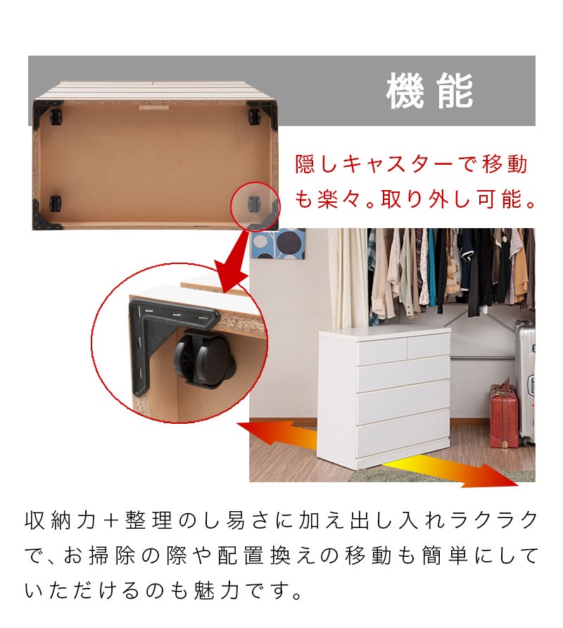 チェスト タンス 衣類収納 クローゼットチェスト 4段 幅75 奥行40 日本