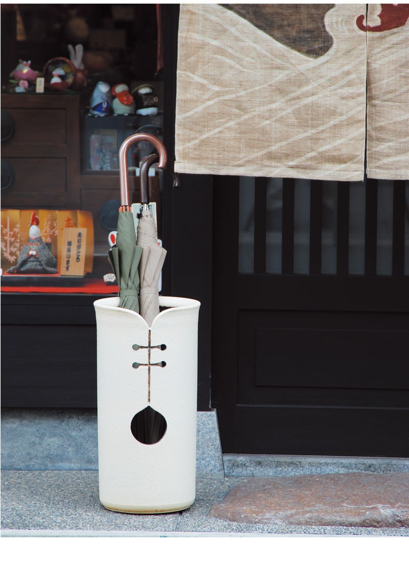 傘立て 信楽焼 ツートン デザインカット 信楽焼き 傘立 幅24.5 高さ47