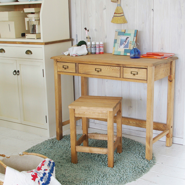 デスク 書斎机 机 テーブル 引出 書斎 パイン材 無垢 フレンチ