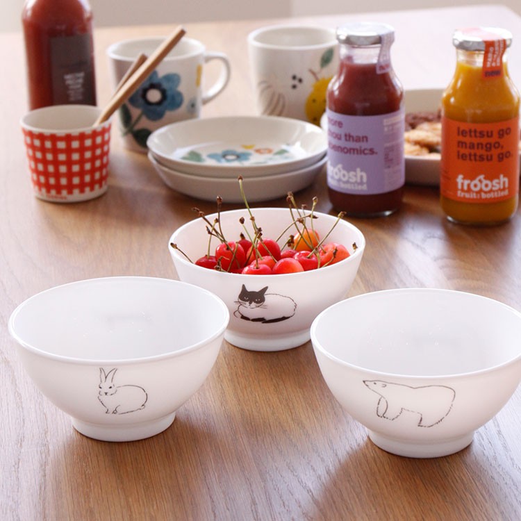 松尾ミユキ ミルクガラス ボウル お椀 おわん お茶碗 うさぎ ウサギ お