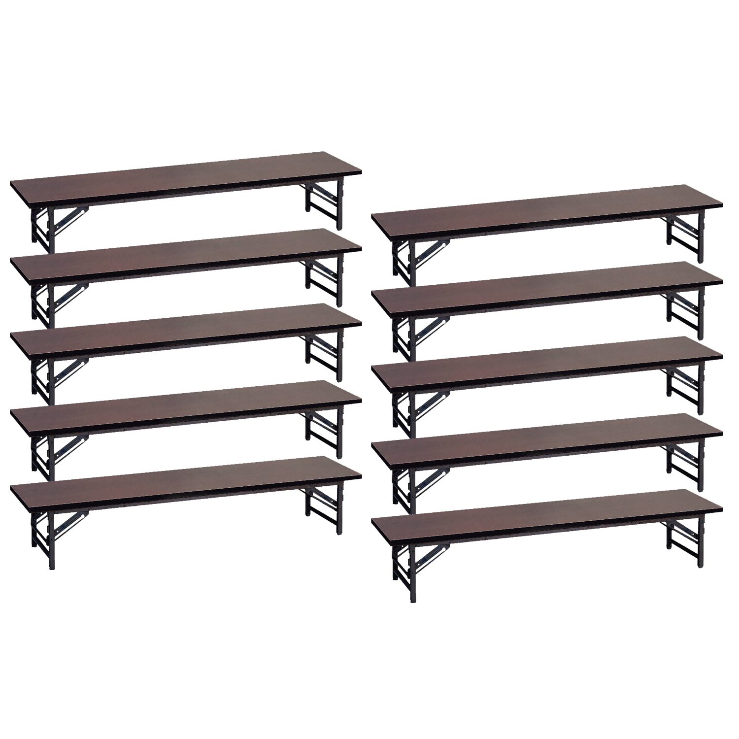 座卓 折りたたみテーブル ブラウン 幅1800×奥行450×高さ330mm 会議