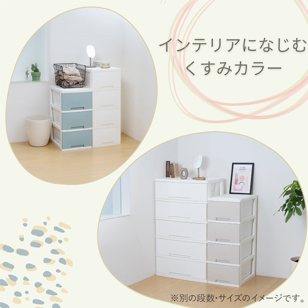 ニューライフスリム 収納ボックス 5段 キャスター付き グリーンパル