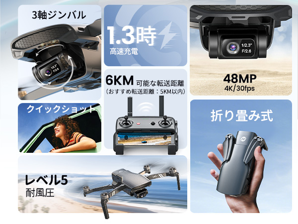HOLY STONE ドローン 4Kカメラ付き GPS搭載 折り畳み式 フライト時間30