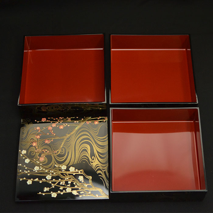 重箱 3段 三段 6寸5〜6人用 香琳 黒内朱 日本製 北市漆器 送料無料