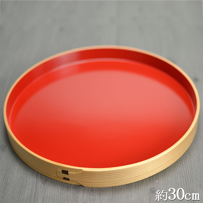 曲げわっぱ まげわっぱ お盆 トレー 丸盆 茶盆 内朱 秋田杉 大館工芸社