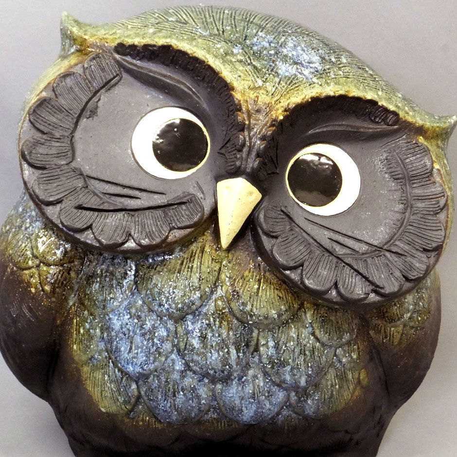 フクロウ 置物 オブジェ インテリア おしゃれ ふくろう 梟 信楽焼 国産