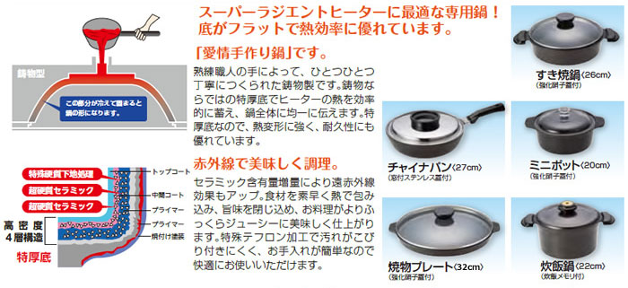 MFG 遠赤外線 炊飯鍋 22cm 4.5L 蒸気摘み蓋付 スーパーラジエント