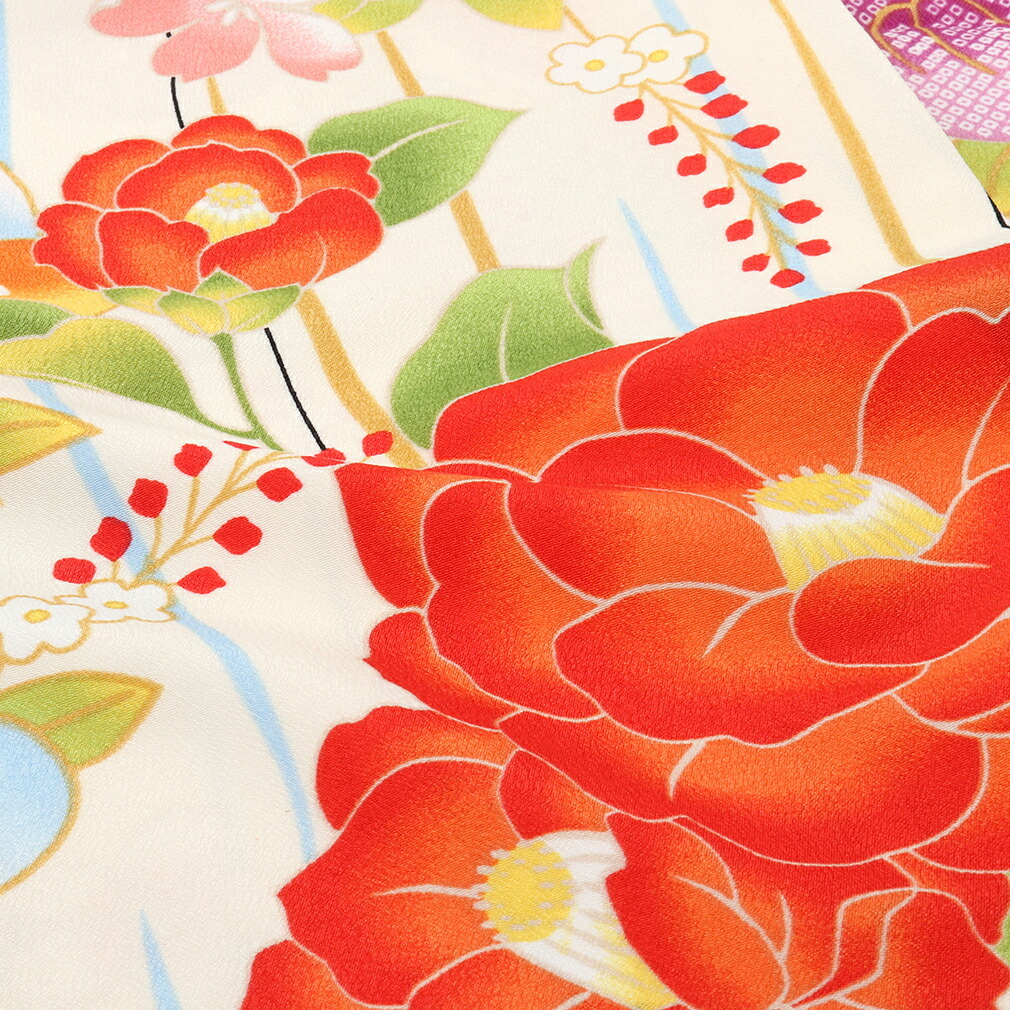 Kisste（キステ） 七五三 着物 セット 7歳 女の子 生成り 椿 橘 七五三