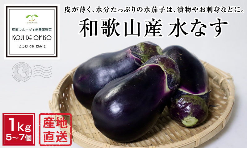 産地直送！和歌山産 水茄子（水なす） 1kg □発送翌日受取限定・翌日お
