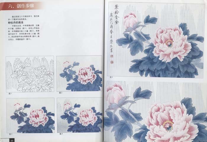 水墨画 / 水墨画集 中国画集 墨彩画 絵手紙 日本画 [工筆淡彩牡丹画法