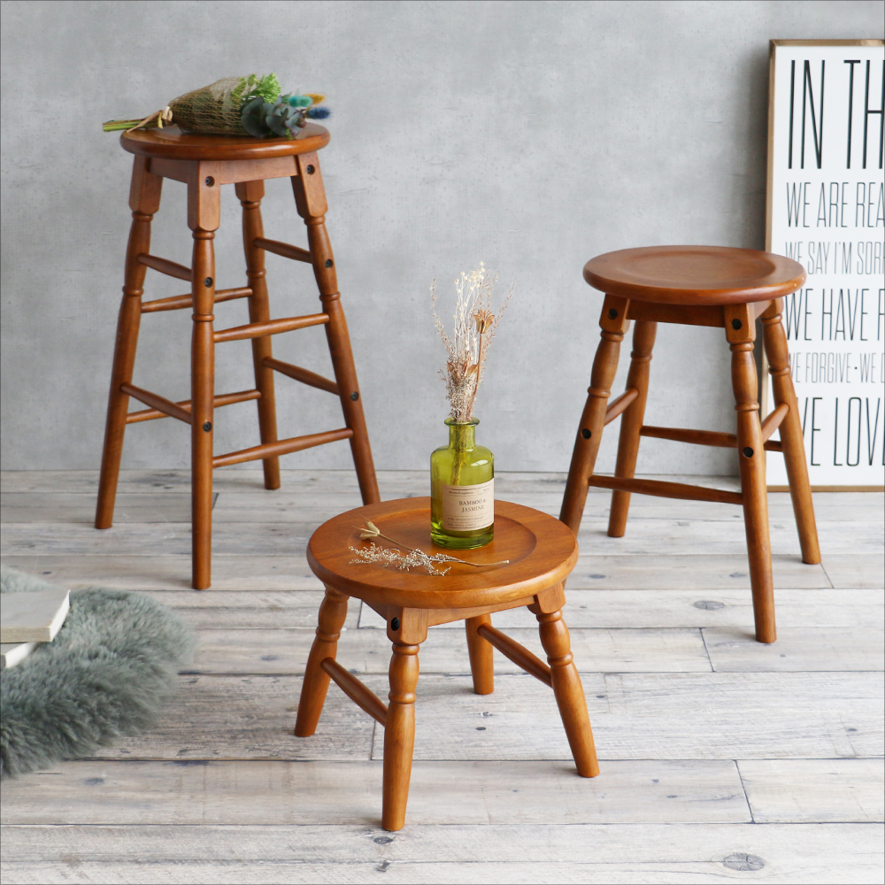 ICHIBA（市場） スツール ハイスツール 高さ60cm 木製 椅子 チェア