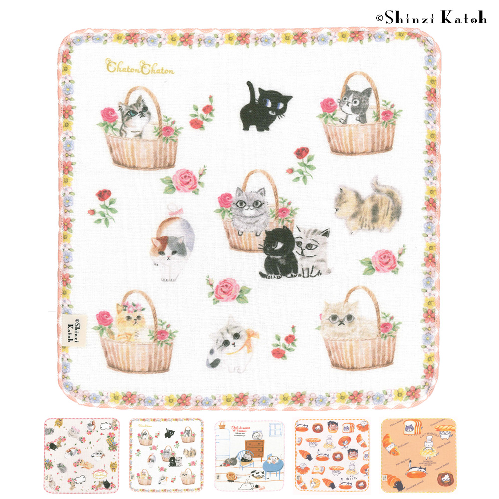 タオルハンカチ プレゼント レディース 女性 ネコ 猫柄 日本製 泉州