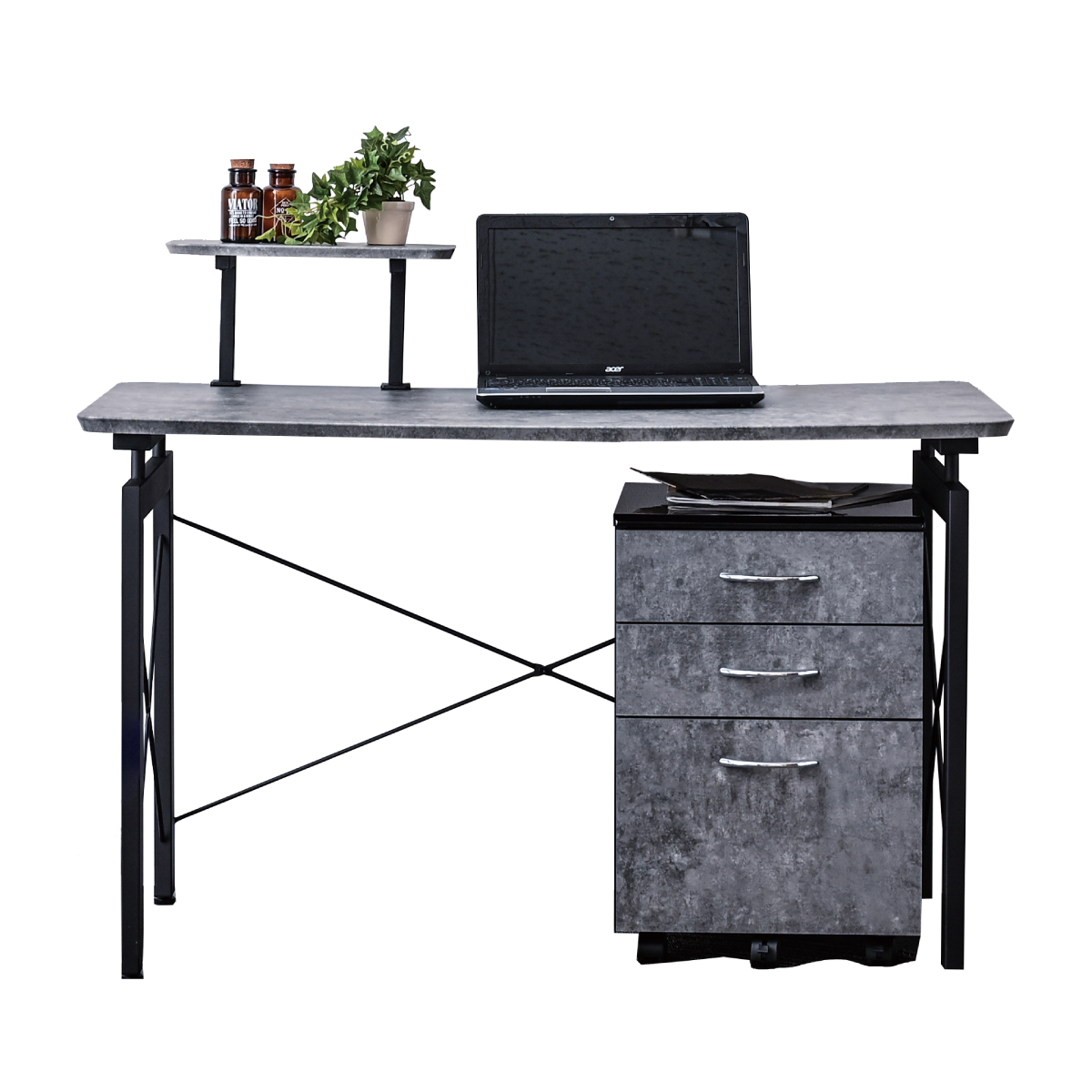 パソコンデスク PCデスク オフィスデスク 幅120cm 奥行60cm 大理石