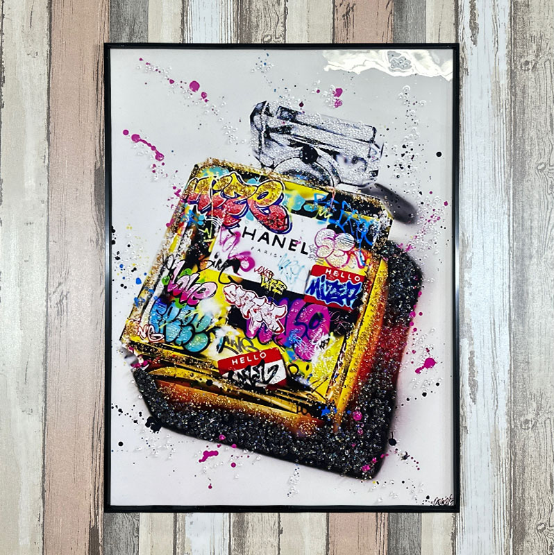 水晶パネル アートパネル 60×80cm ポップアート 香水 黒フレーム付き