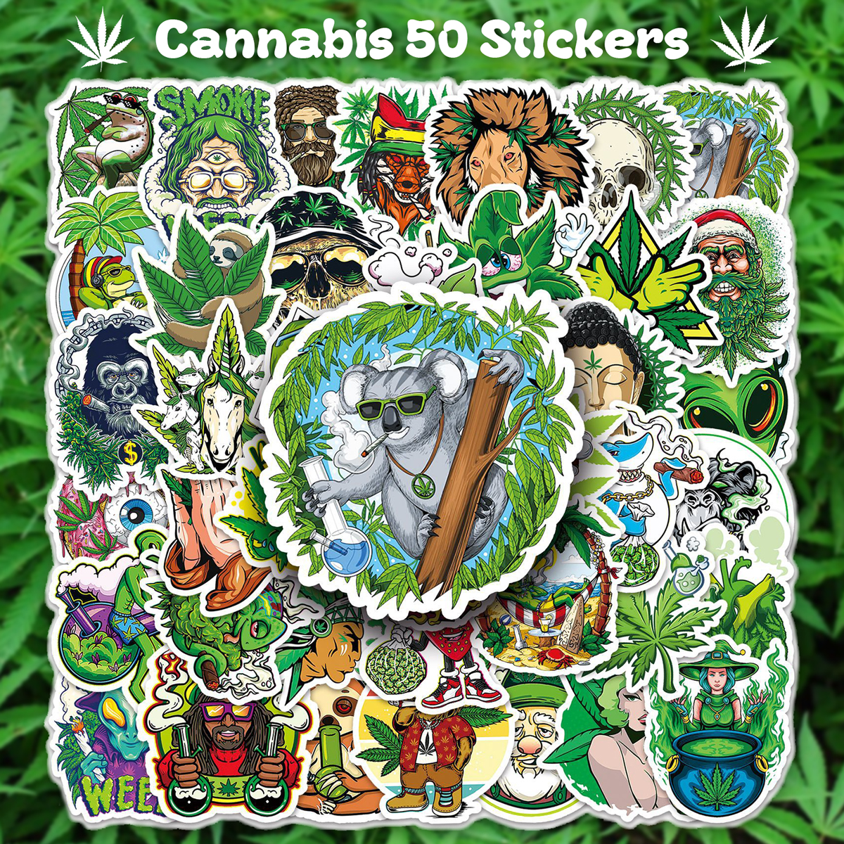 カンナビス ステッカー 50枚セット 全4種 PVC 防水 シール 大麻