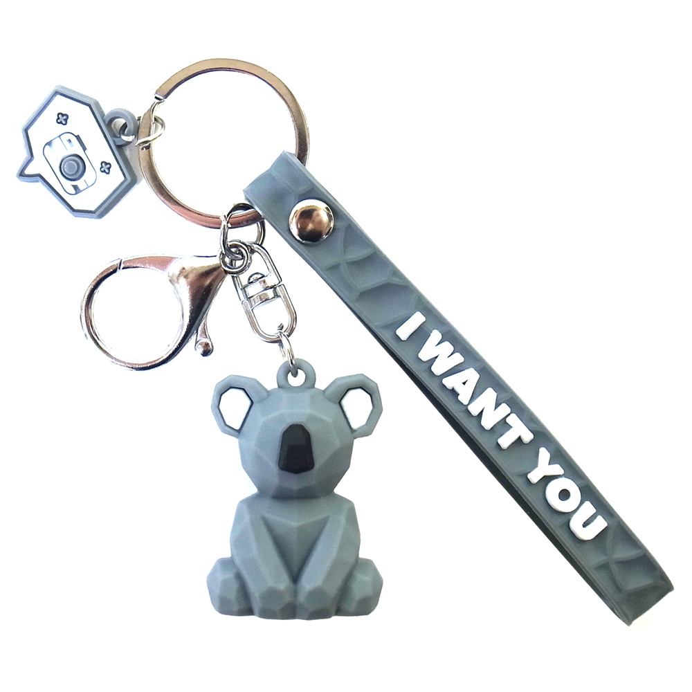 ジオメトリック アニマル キーホルダー ストラップ付き キーリング