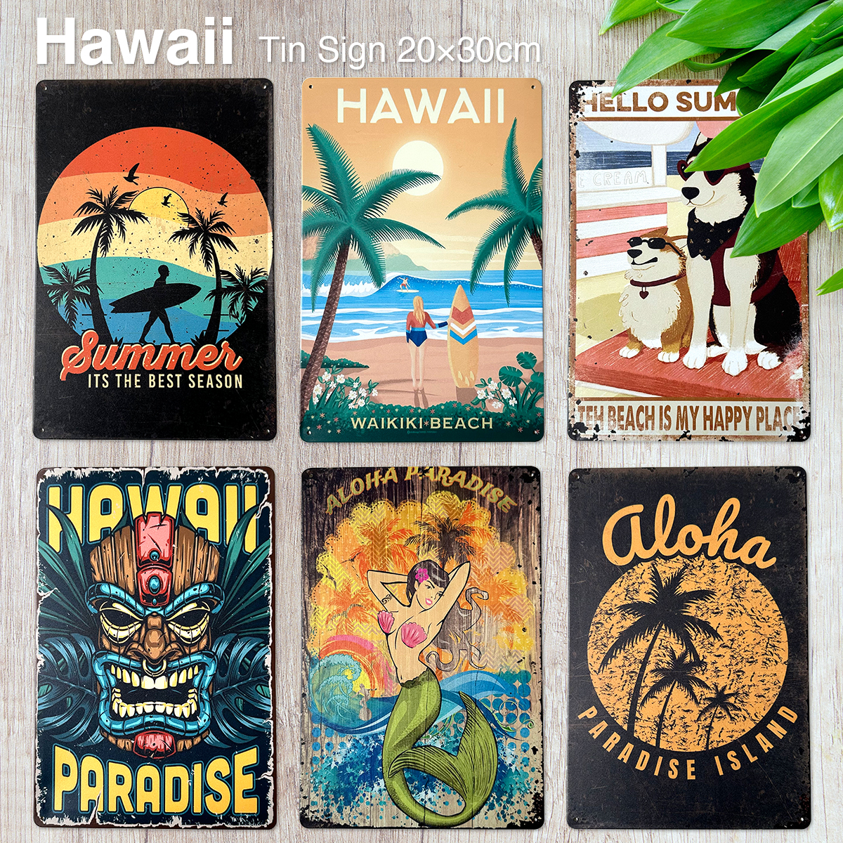 ハワイ ブリキ看板 20cm×30cm hawaii ハワイアン ワイキキ アロハ