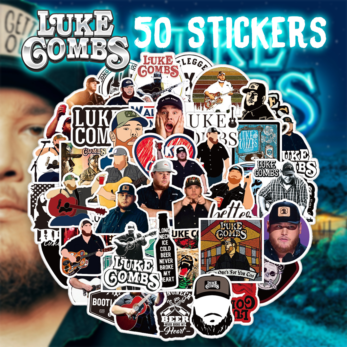 洋楽 男性アーティスト ステッカー 50枚セット PVC 防水 シール 全7種