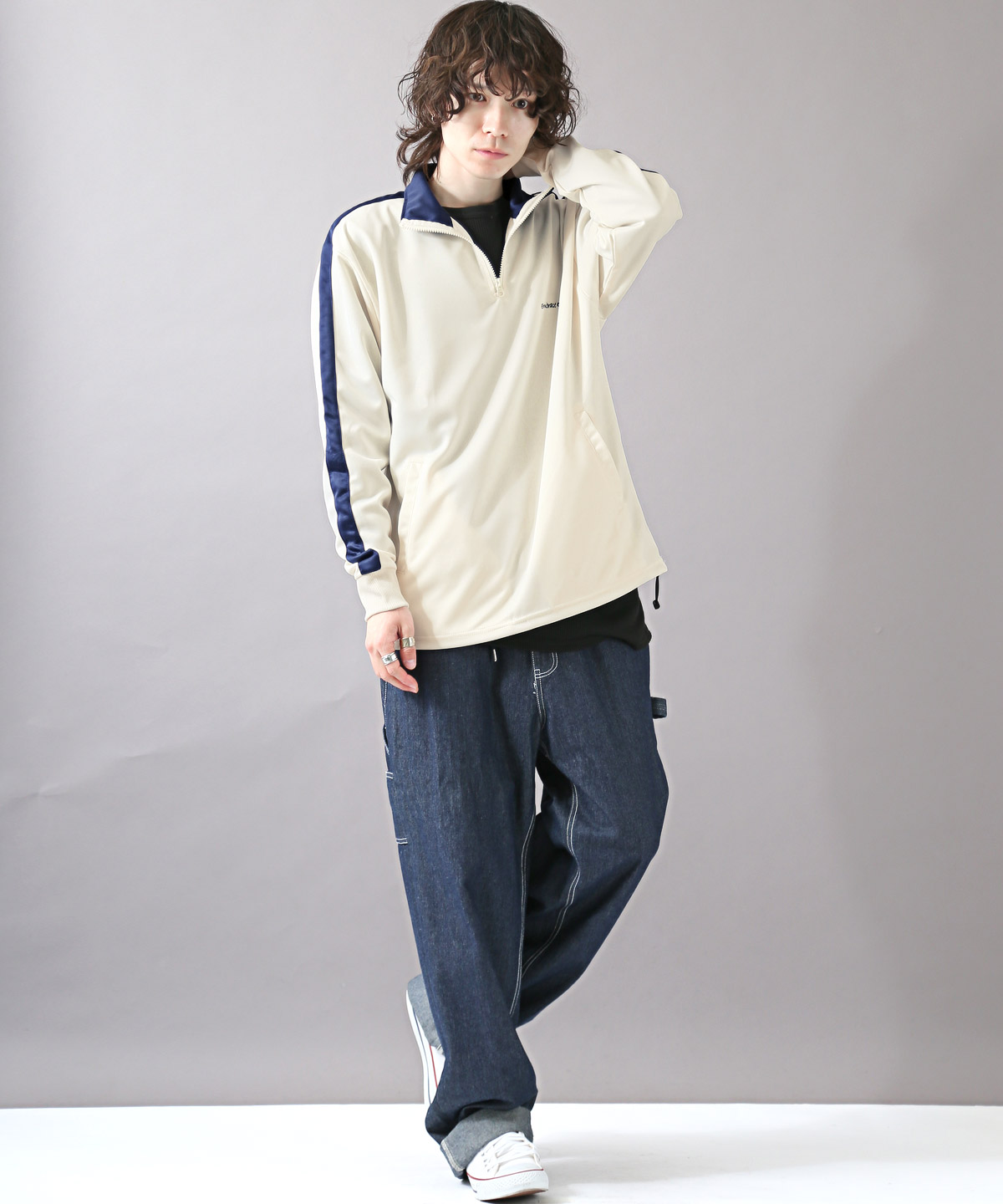 トレーナー メンズ トップス トラックジャケット ロゴ 刺繍 ハーフ