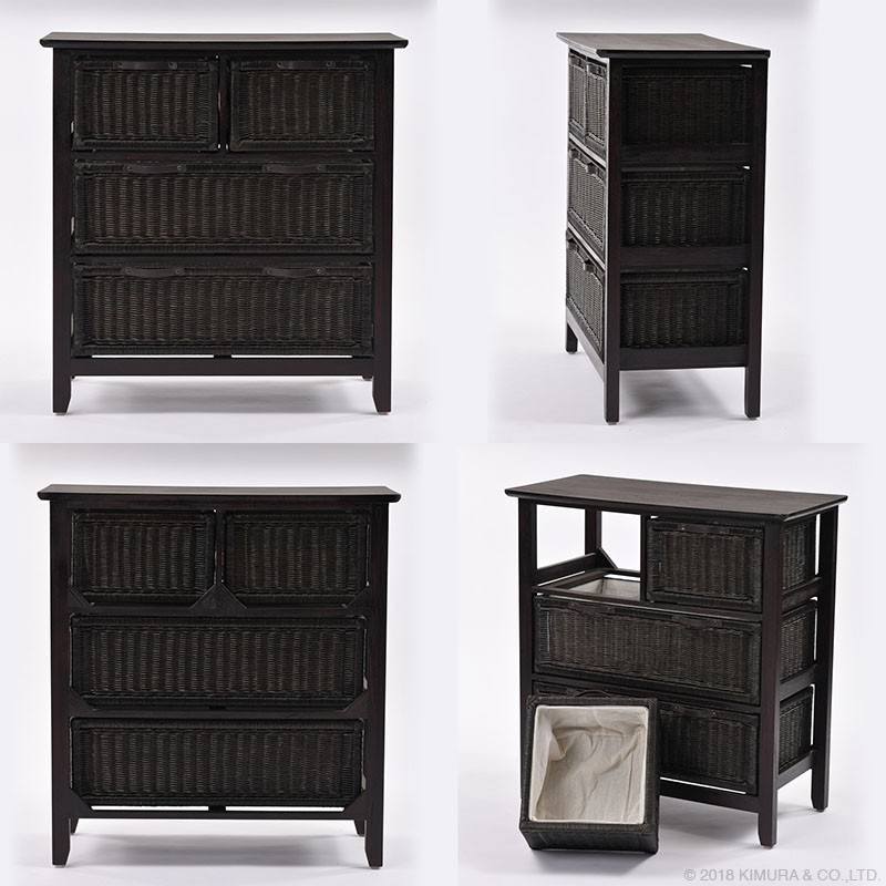 アジアン家具 チェスト 収納 3段 おしゃれ 木製 ラタン G5471AT 爆買