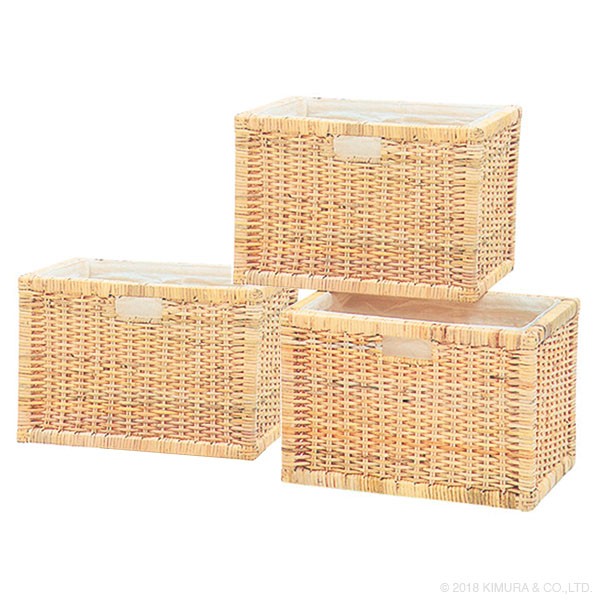 収納バスケット 3個組 ラタン 籐かご 内布付き アジアン GK907N3 爆買