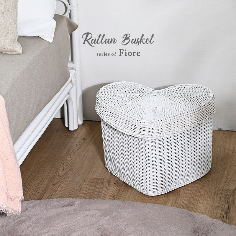 ハート型 ラタンバスケット 蓋付き 籐かご かわいい 収納 GK901WW 爆買