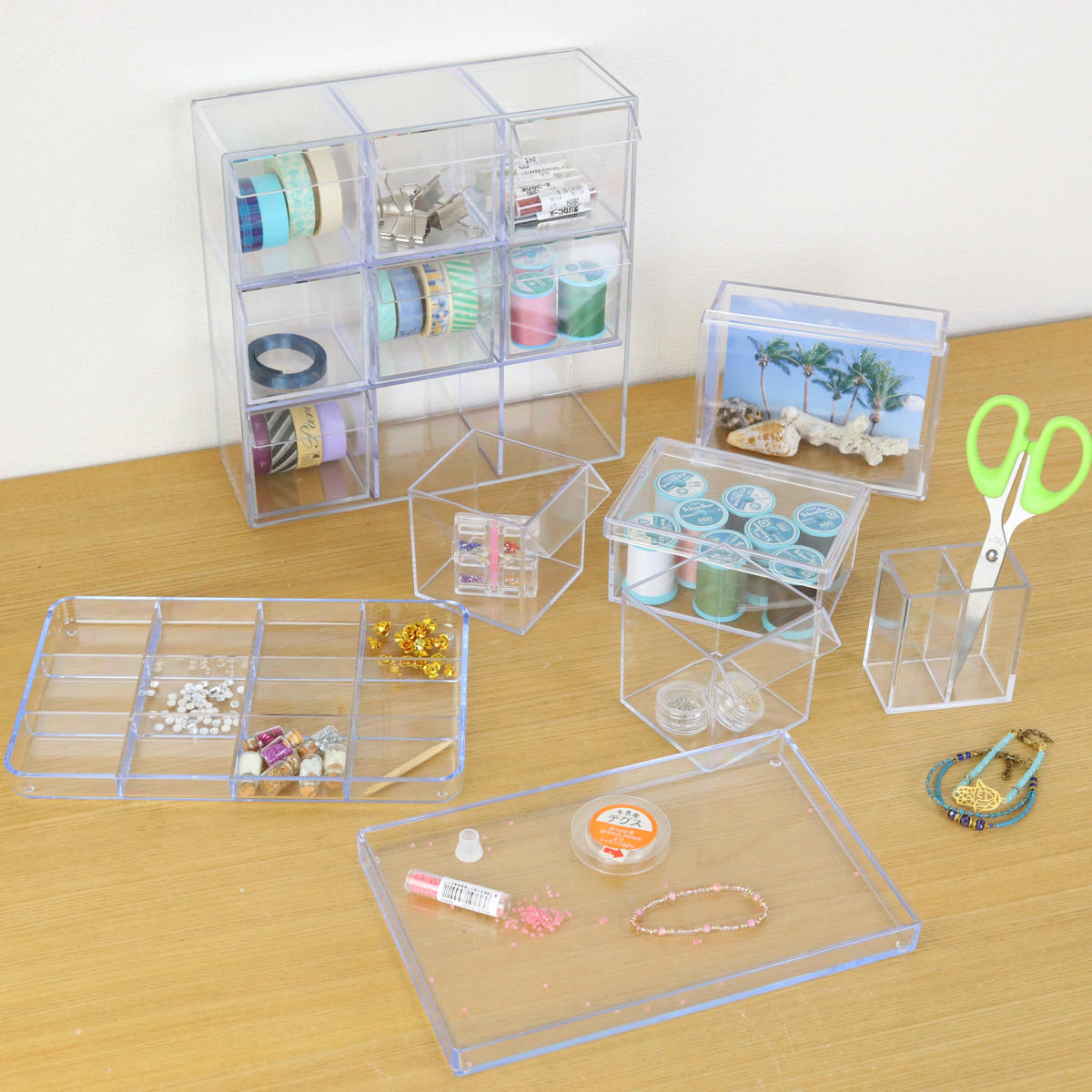 クリアケース フタ付き 幅13×奥行9.4×高さ6cm 小物入れ ふた付き S 深