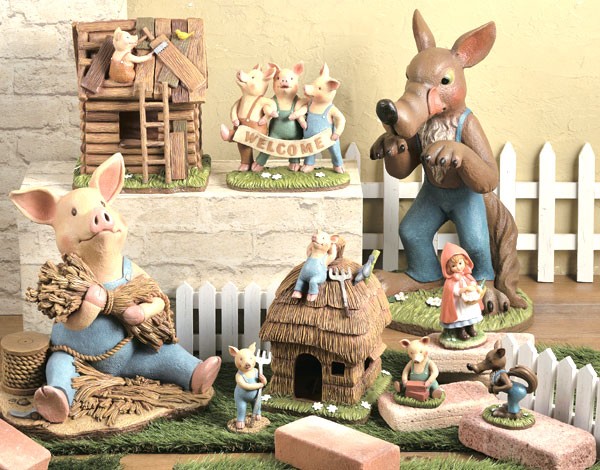 ガーデンオーナメント 3匹のこぶた 大 木 （ 置物 飾り オーナメント