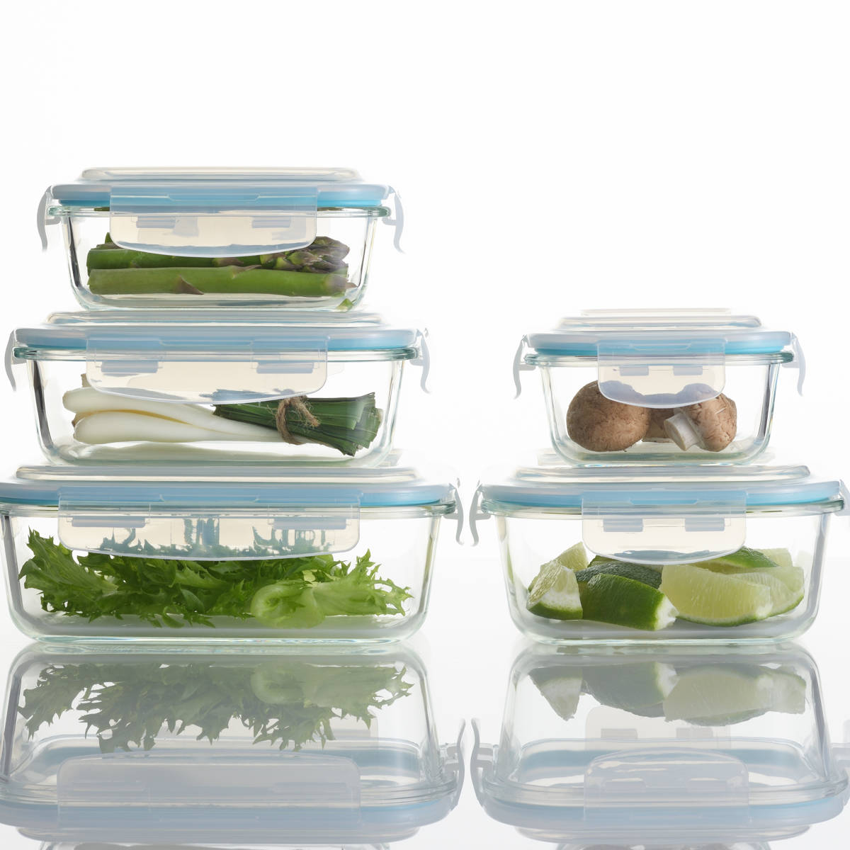 ヨシカワ 保存容器 370ml グラスコンテナ 4点ロック式ガラス保存容器