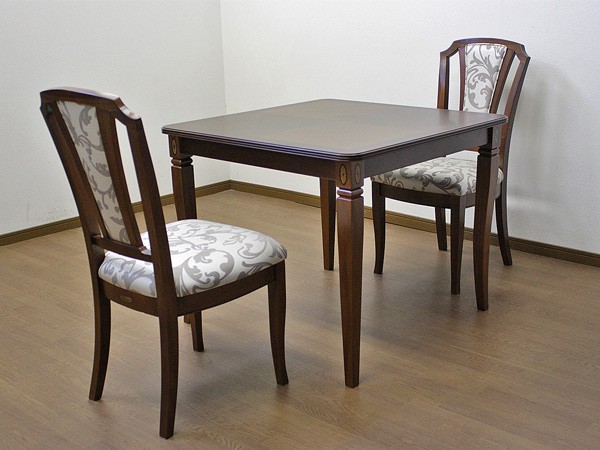 ダイニングテーブル 食卓 正方形 クラシック調 天然木 Venezia 85cm角