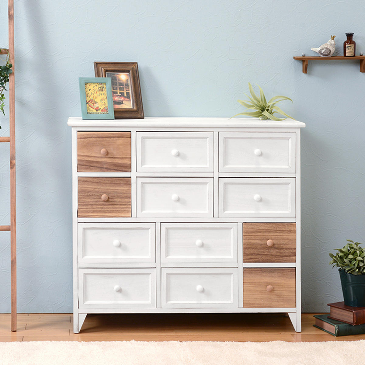 HAGiHARA（萩原） チェスト 幅85cm 4段 完成品 天然木 桐製 （ 収納