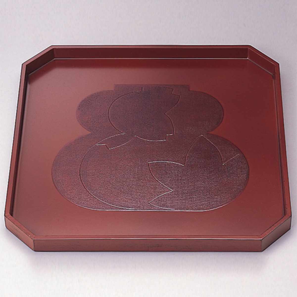 福井クラフト 正角盆 木製 尺1.5 隅切瓢春秋 根来 盆 懐石盆 敷膳 越前