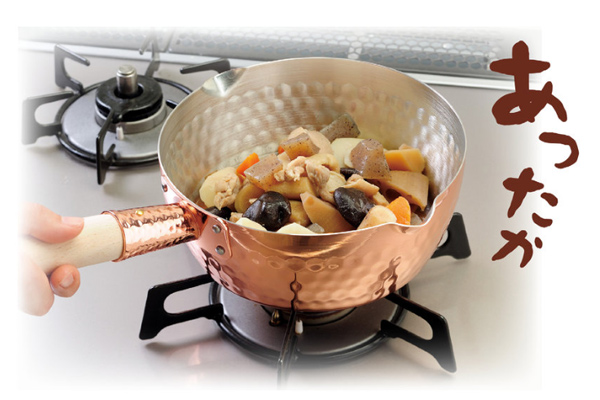 雪平鍋 18cm ガス火専用 銅製 あったか銅の行平鍋 片手鍋 日本製