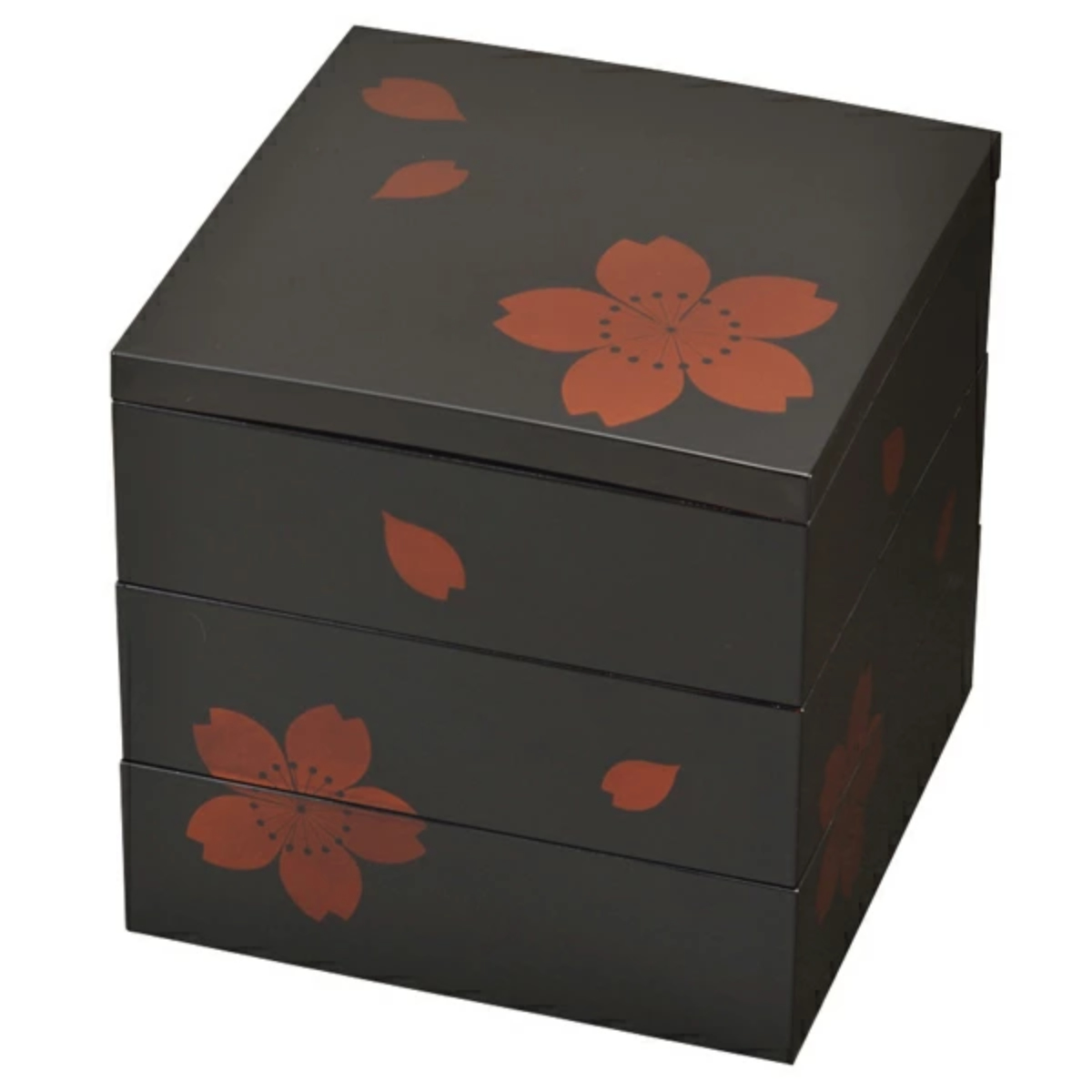 宮本産業 お重 6.5寸 三段重 透き絵 さくら クリーンコート加工 （ お