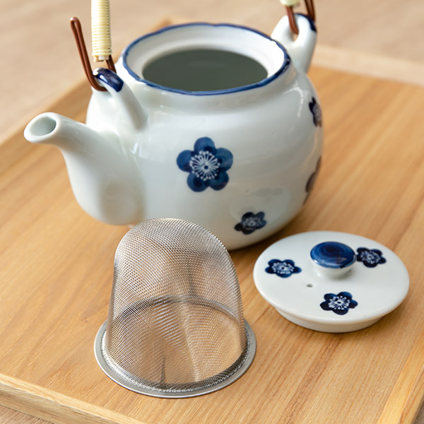 土瓶 600ml 青小梅 茶こし付き 急須 ポット ティーポット 陶器 （ 食洗