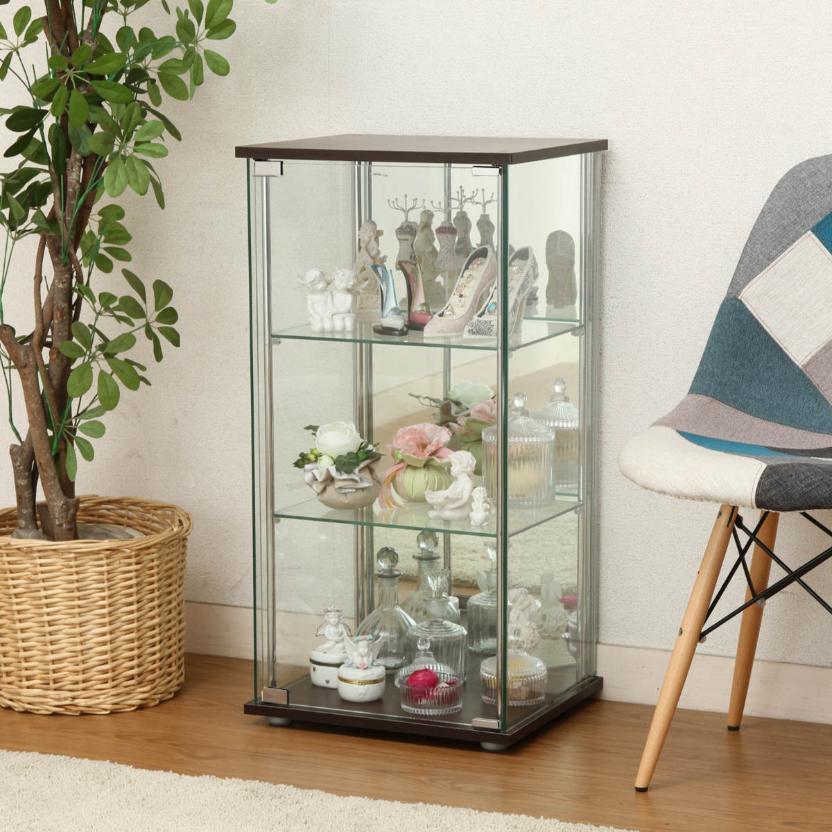 不二貿易（Fuji Boeki） ショーケース 幅42.5cm 3段 背面ミラー