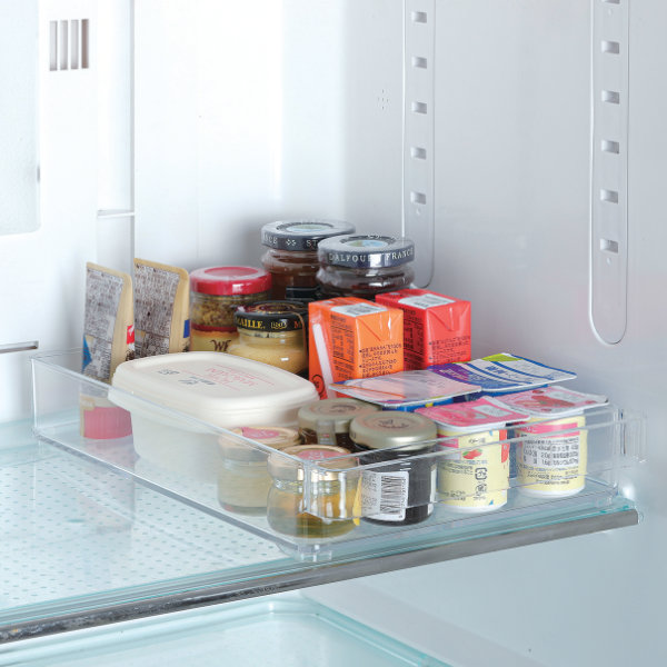 冷蔵庫収納 冷蔵庫 収納ケース 浅型 冷蔵室収納トレー SKIT （ 透明