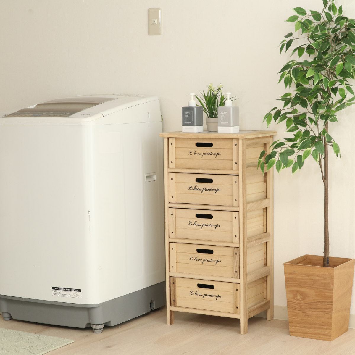 不二貿易（Fuji Boeki） キッチンチェスト 幅40cm 5段 桐製 ストッカー