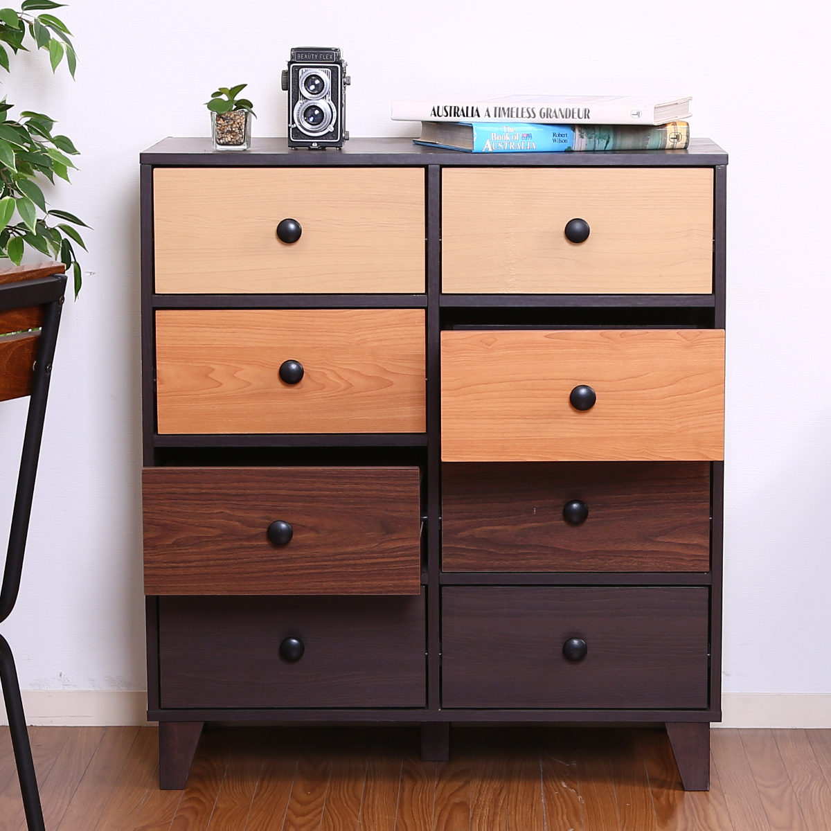 不二貿易（Fuji Boeki） チェスト 幅80cm 2列4段 北欧風 4カラー前板