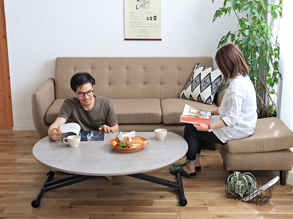 東馬（Tohma） テーブル 高さ調整 幅120cm コンクリート調 センター