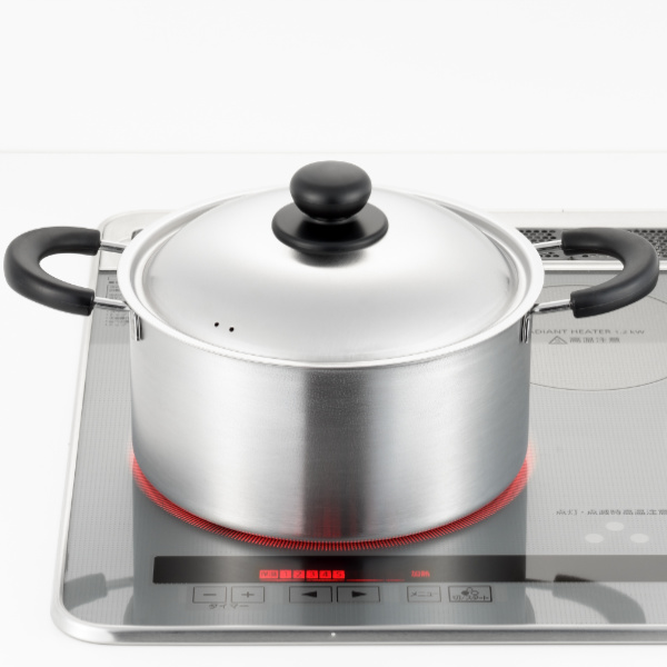 ヨシカワ 両手鍋 22cm IH対応 蓋付き COOK EASY 日本製 （ ガス火対応