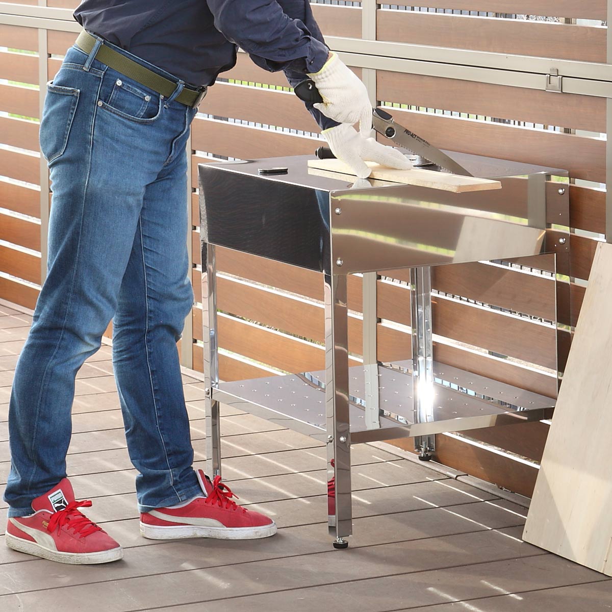 作業台 ステンレス 簡易作業台 幅60×奥行55×高さ68cm 屋外