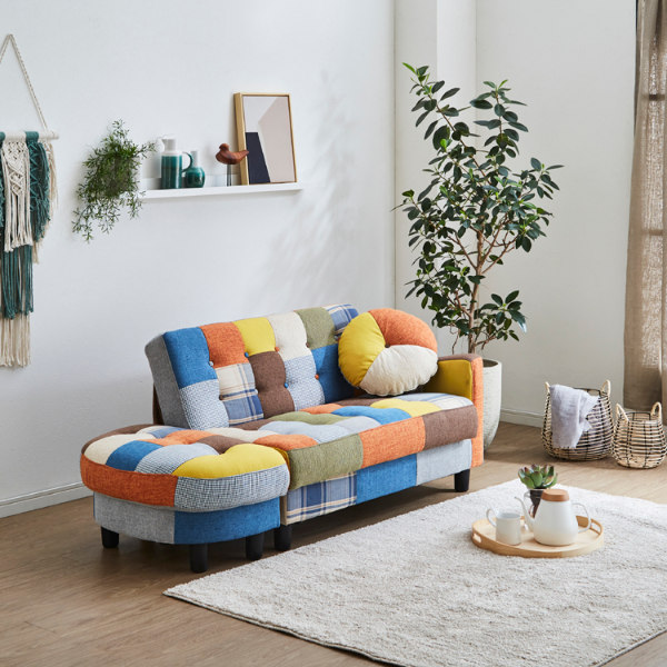 カウチソファ 二人掛け パッチワーク オットマン スツール 収納