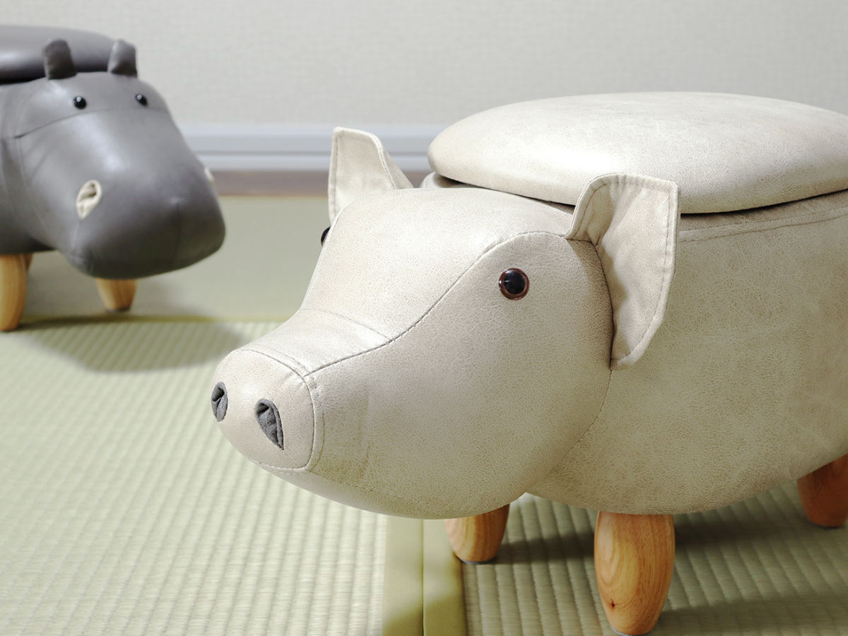 アニマルスツール 収納付き Annie 座面高36cm ブタ （ スツール 椅子