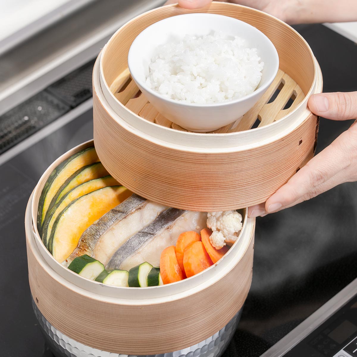 中華セイロ 2段 直径21cm （ 蒸し器 杉 木製 蒸籠 セイロ 蒸篭 蒸し