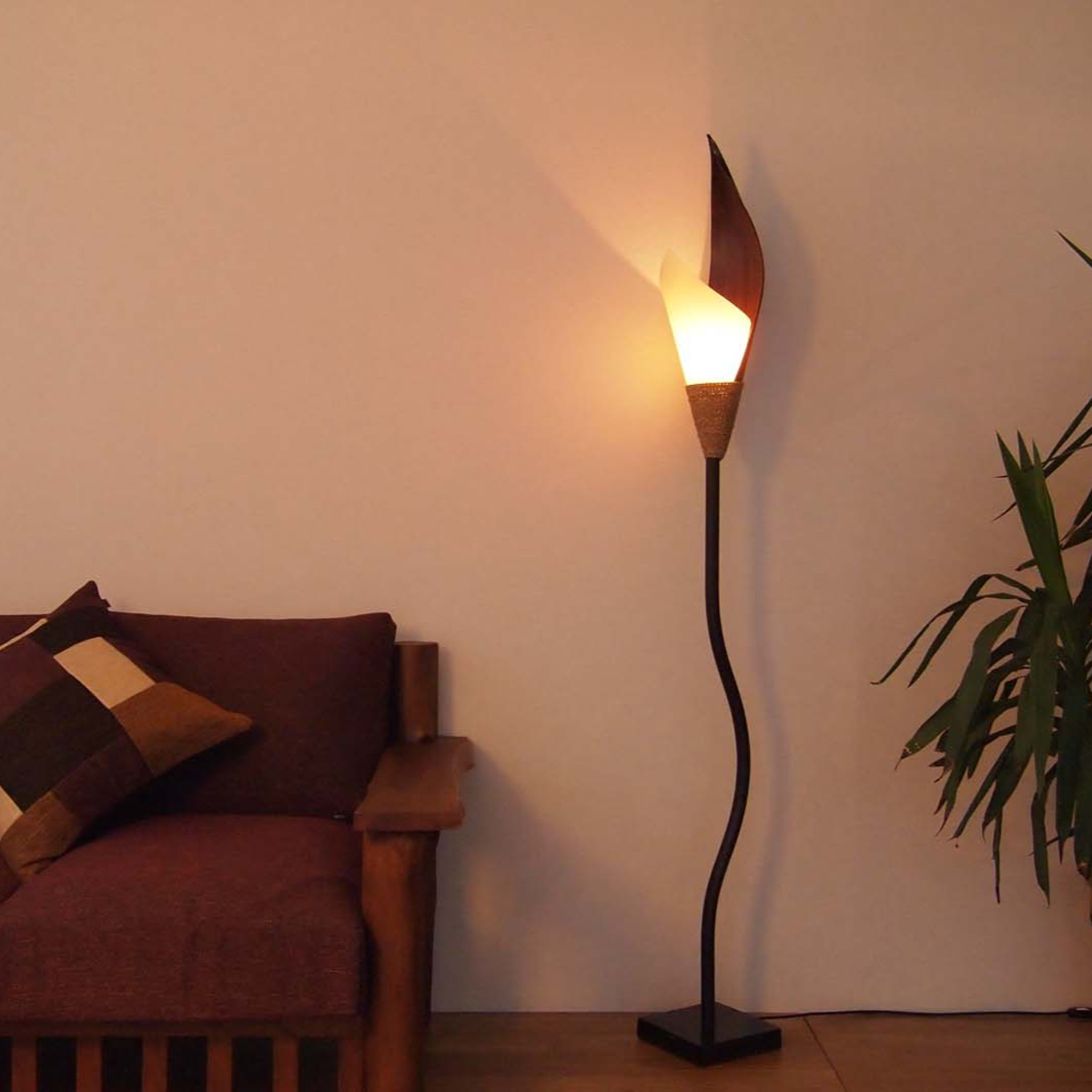 スタンドライト アジアンリゾート風 ココナッツリーフ 高さ150cm